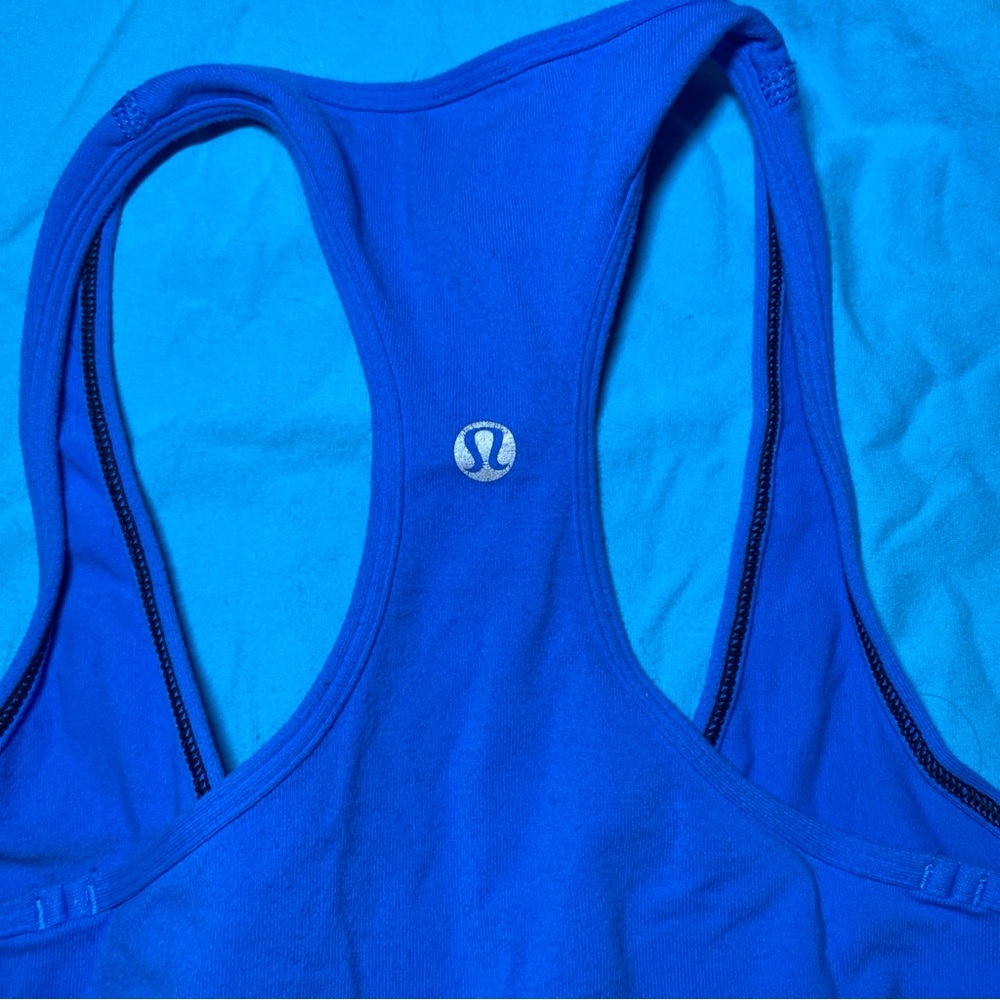 2 Lululemon Racerback Women's Tank Top Kayak Blue Chest 13 in. Length 25 In. - Picture 3 of 7